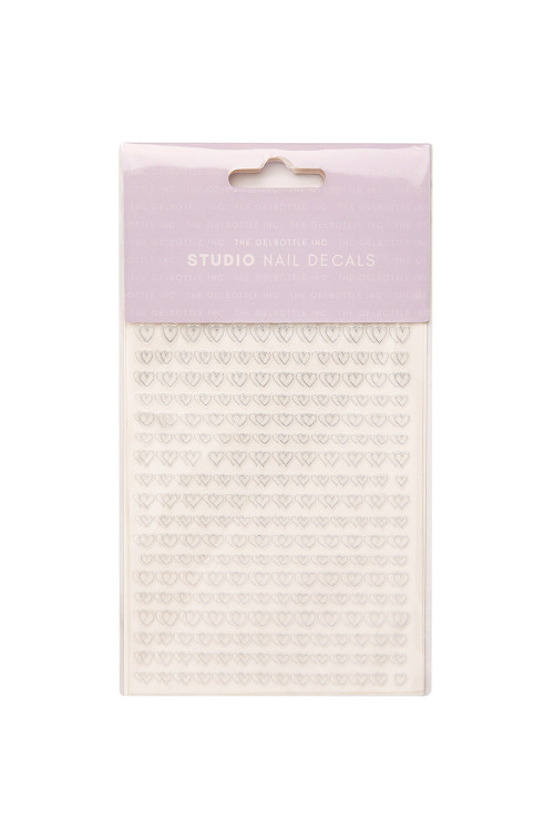 Silver Heart Outlines Studio Nail Decals